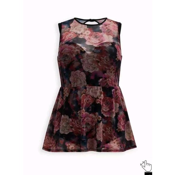 Torrid Swimsuit Swim Dress Peplum Underwire Floral Mesh Plus 6D/DD - Picture 3 of 8